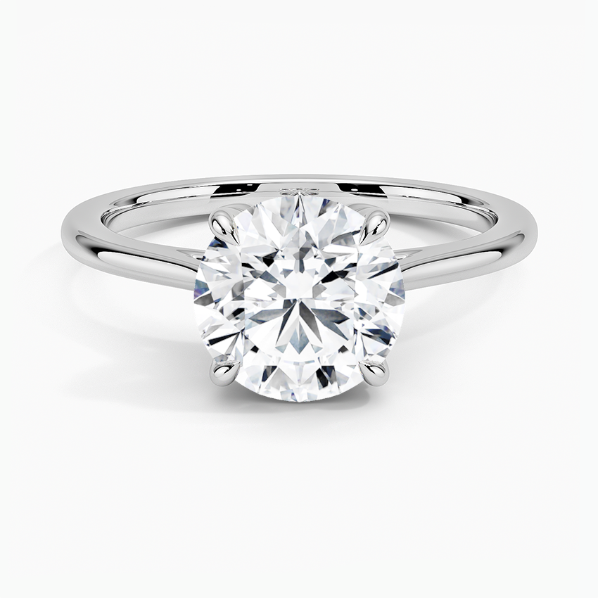 Petal Solitaire Engagement Ring with a Round cut diamond in white gold — top view