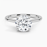 Petal Solitaire Engagement Ring with a Round cut diamond in white gold — top view