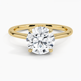Petal Solitaire Engagement Ring with a Round cut diamond in yellow gold — top view