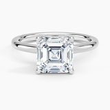 Fleur Solitaire Engagement Ring with a Asscher cut diamond in white gold — top view