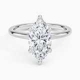 Fleur Solitaire Engagement Ring with a Marquise cut diamond in white gold — top view