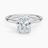 Fleur Solitaire Engagement Ring with a Oval cut diamond in white gold — top view