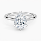 Fleur Solitaire Engagement Ring with a Pear cut diamond in white gold — top view