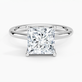 Fleur Solitaire Engagement Ring with a Princess cut diamond in white gold — top view