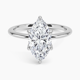 Aveline Solitaire Engagement Ring with a Marquise cut diamond in white gold — top view