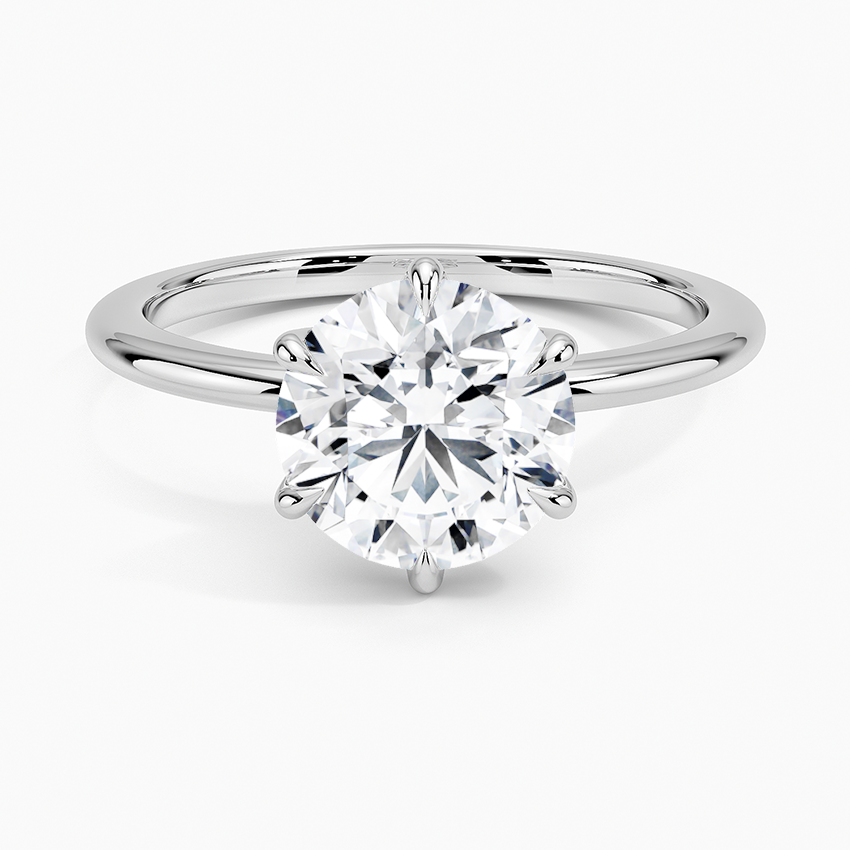 Aveline Solitaire Engagement Ring with a Round cut diamond in white gold — top view