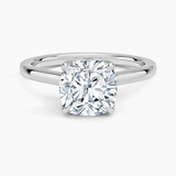 Elodie Cathedral Solitaire Engagement Ring with a Cushion cut diamond in white gold — top view
