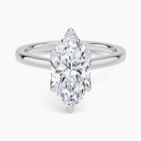 Elodie Cathedral Solitaire Engagement Ring with a Marquise cut diamond in white gold — top view