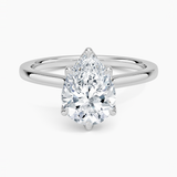 Elodie Cathedral Solitaire Engagement Ring with a Pear cut diamond in white gold — top view