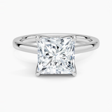 Elodie Cathedral Solitaire Engagement Ring with a Princess cut diamond in white gold — top view