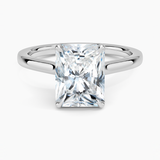 Elodie Cathedral Solitaire Engagement Ring with a Radiant cut diamond in white gold — top view