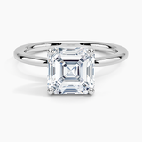 Perfect Fit Solitaire Engagement Ring with a Asscher cut diamond in white gold — top view
