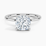 Perfect Fit Solitaire Engagement Ring with a Cushion cut diamond in white gold — top view