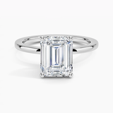 Perfect Fit Solitaire Engagement Ring with a Emerald cut diamond in white gold — top view