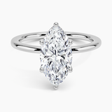 Perfect Fit Solitaire Engagement Ring with a Marquise cut diamond in white gold — top view