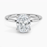 Perfect Fit Solitaire Engagement Ring with a Oval cut diamond in white gold — top view