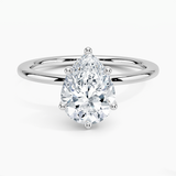 Perfect Fit Solitaire Engagement Ring with a Pear cut diamond in white gold — top view