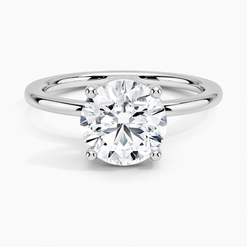 Perfect Fit Solitaire Engagement Ring with a Round cut diamond in white gold — top view