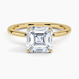 Audrey Perfect Fit Solitaire Engagement Ring with a Asscher cut diamond in yellow gold — top view