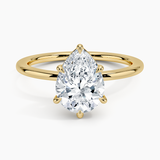 Audrey Perfect Fit Solitaire Engagement Ring with a Pear cut diamond in yellow gold — top view