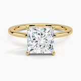 Audrey Perfect Fit Solitaire Engagement Ring with a Princess cut diamond in yellow gold — top view