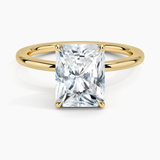 Audrey Perfect Fit Solitaire Engagement Ring with a Radiant cut diamond in yellow gold — top view
