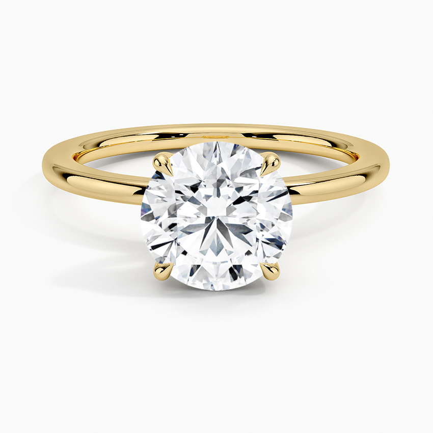 Audrey Perfect Fit Solitaire Engagement Ring with a Round cut diamond in yellow gold — top view