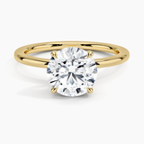 Audrey Perfect Fit Solitaire Engagement Ring with a Round cut diamond in yellow gold — top view