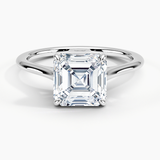 Provence Solitaire Engagement Ring with a Asscher cut diamond in white gold — top view