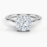 Provence Solitaire Engagement Ring with a Cushion cut diamond in white gold — top view