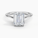 Provence Solitaire Engagement Ring with a Emerald cut diamond in white gold — top view
