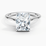 Provence Solitaire Engagement Ring with a Radiant cut diamond in white gold — top view