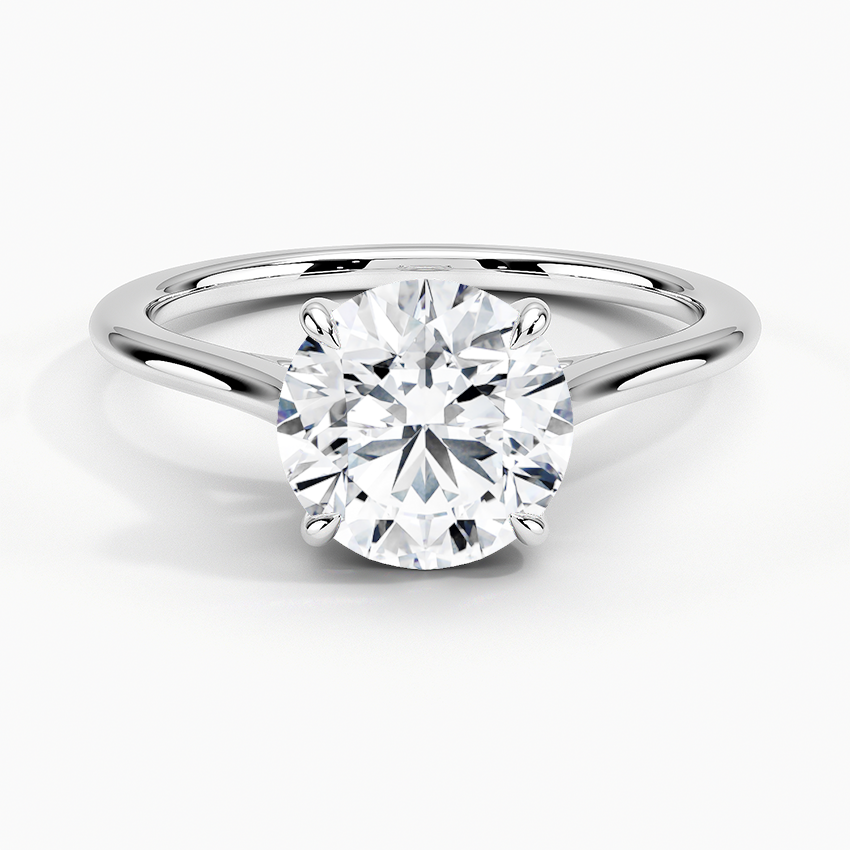 Provence Solitaire Engagement Ring with a Round cut diamond in white gold — top view
