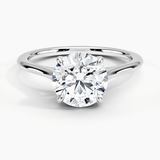 Provence Solitaire Engagement Ring with a Round cut diamond in white gold — top view