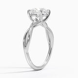 Alya Twist Solitaire Engagement Ring with a Round cut diamond in white gold — side view