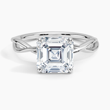 Alya Twist Solitaire Engagement Ring with a Asscher cut diamond in white gold — top view