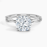 Alya Twist Solitaire Engagement Ring with a Cushion cut diamond in white gold — top view