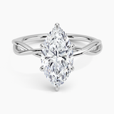 Alya Twist Solitaire Engagement Ring with a Marquise cut diamond in white gold — top view