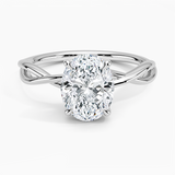 Alya Twist Solitaire Engagement Ring with a Oval cut diamond in white gold — top view