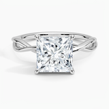 Alya Twist Solitaire Engagement Ring with a Princess cut diamond in white gold — top view
