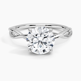 Alya Twist Solitaire Engagement Ring with a Round cut diamond in white gold — top view