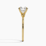 Entwined Solitaire Engagement Ring with a Round cut diamond in yellow gold — profile view