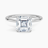 Entwined Solitaire Engagement Ring with a Asscher cut diamond in white gold — top view