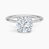 Entwined Solitaire Engagement Ring with a Cushion cut diamond in white gold — top view
