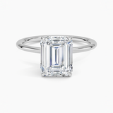 Entwined Solitaire Engagement Ring with a Emerald cut diamond in white gold — top view