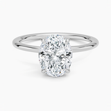 Entwined Solitaire Engagement Ring with a Oval cut diamond in white gold — top view