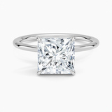Entwined Solitaire Engagement Ring with a Princess cut diamond in white gold — top view