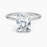 Entwined Solitaire Engagement Ring with a Radiant cut diamond in white gold — top view
