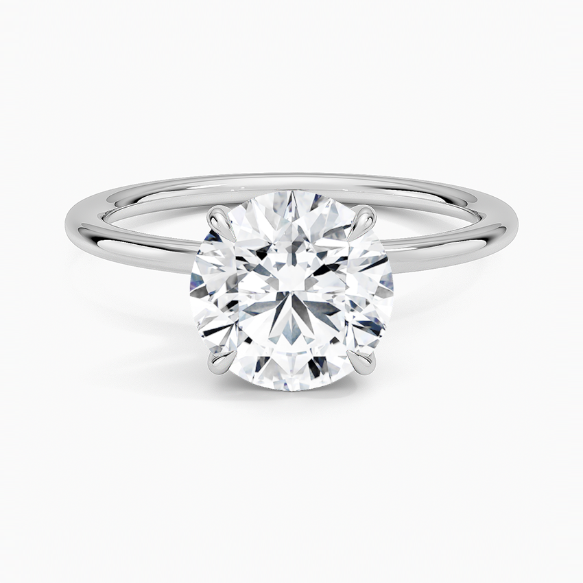 Entwined Solitaire Engagement Ring with a Round cut diamond in white gold — top view
