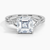 Chamise Diamond Engagement Ring with a Asscher cut diamond in white gold — top view